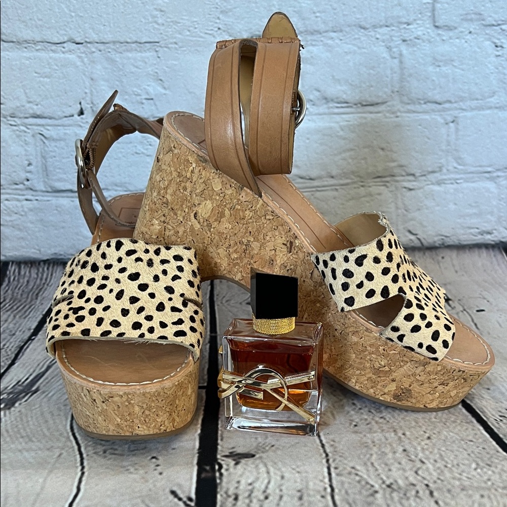 * Dolce Vita Linda platform wedge sandals in leopard calf hair